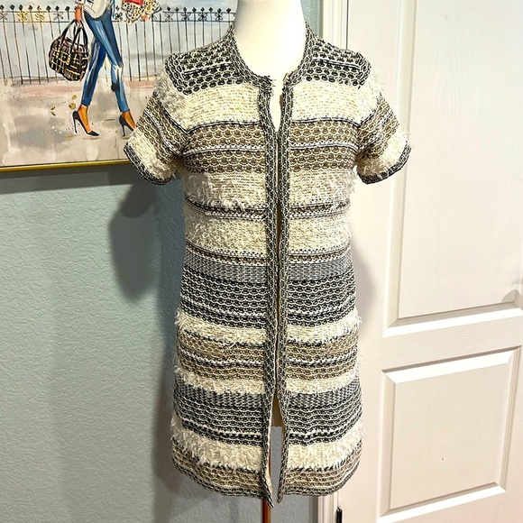 Diane von Furstenberg • Textured Tweed Long Cardigan • Sz S